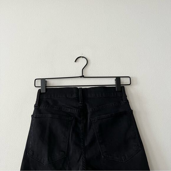 Frame Le High Skinny Shredded Hem Jeans in Noir Black - Picture 5 of 7